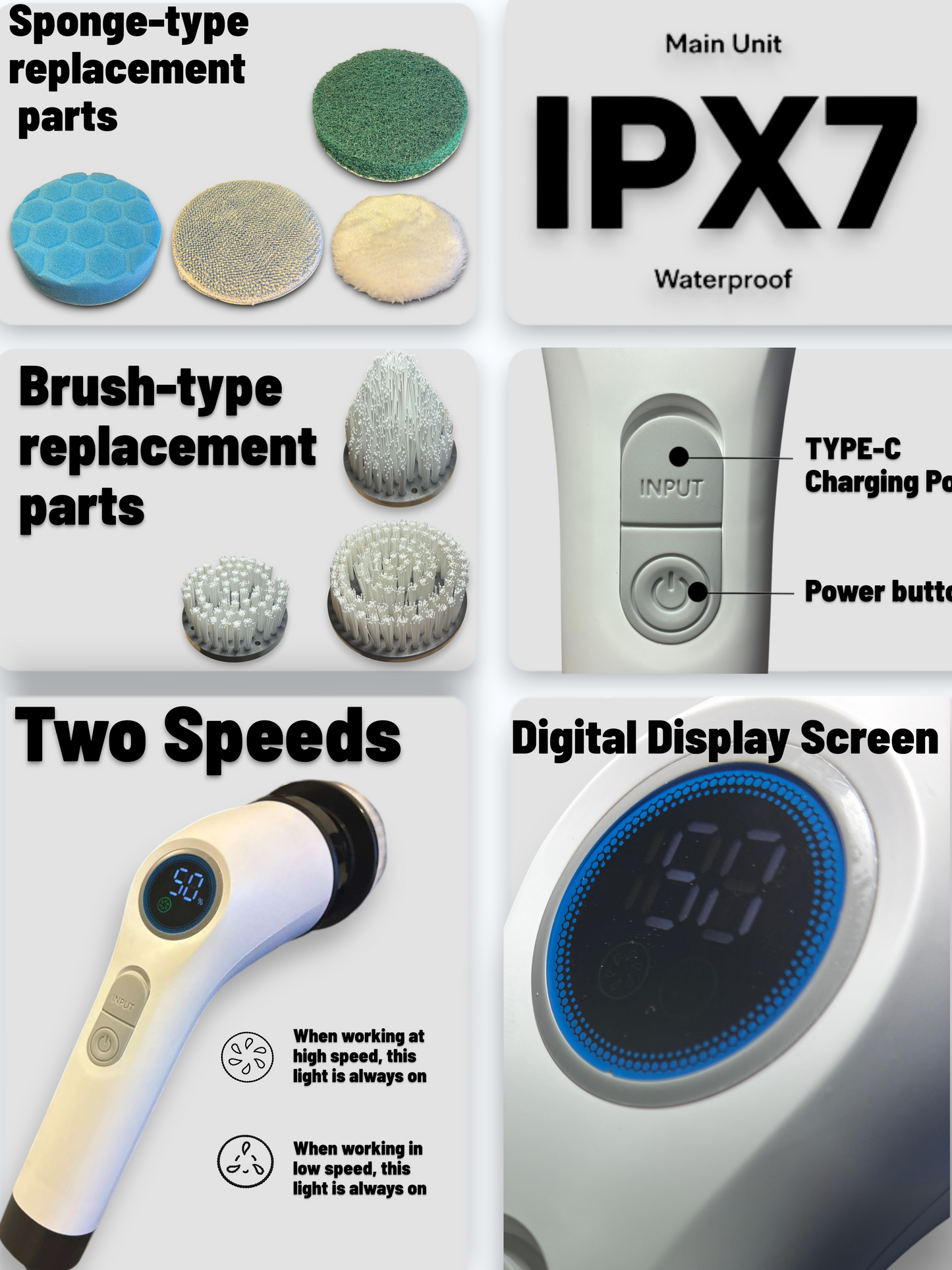 BrightSpin Pro™ Electric Cleaning Scrubber (7 Heads + Extendable Handle)